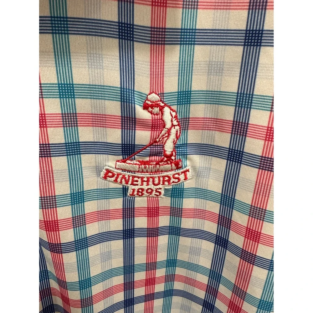Cutter & Buck Pinehurst 1895 Golf Polo Shirt Mens XL Plaid Performance Blue Pink